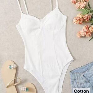 SHEIN White Ribbed Bodysuit